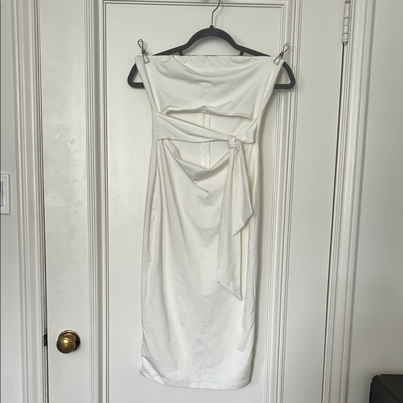 Superdown White Strapless Dress with Cutouts and Sash - Picture 1 of 5